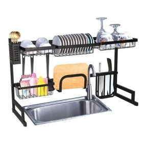 Bosonshop Over-the-Sink Dish Drying Rack, Stainless Steel Kitchen Storage Shelf and Drainer Organizer, 35 x 12.2 x 20.4 Inches